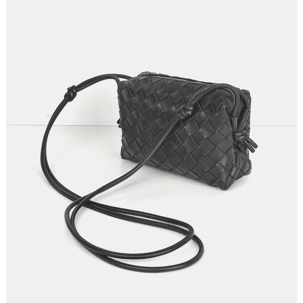 Bottega Veneta Mini Loop Camera Crossbody Bag Black Leather Knot Details S19